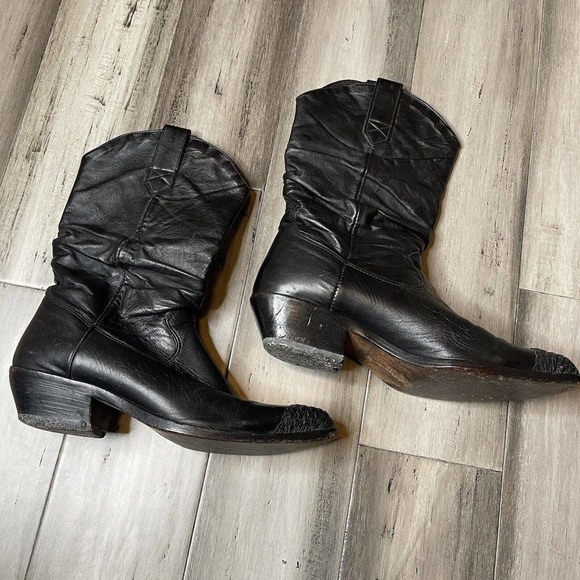 Zodiac Heeled Cowboy Boots Women's Braided Toe Black Size 7.5 - Picture 1 of 8